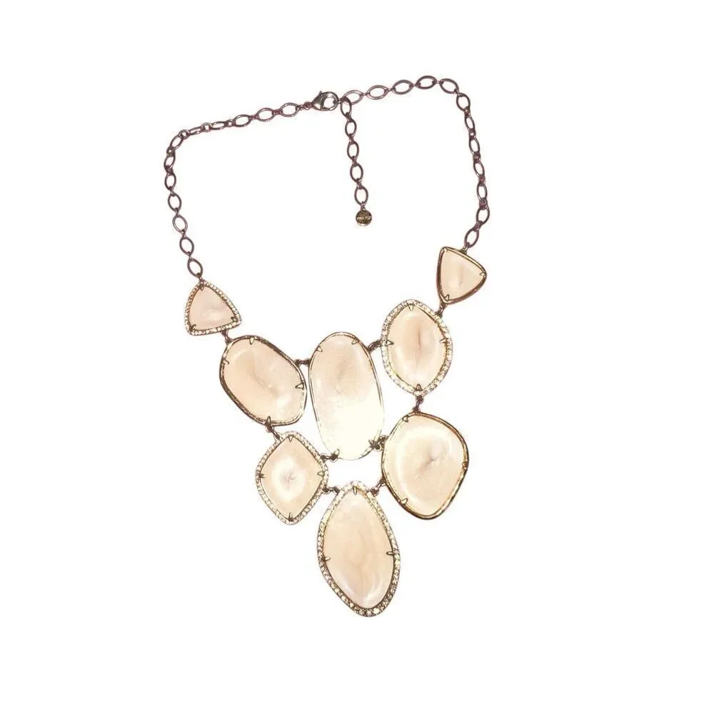 Stella & Dot Women's Clear Pave Detail Fiona Bib Necklace Gold & Ivory OS